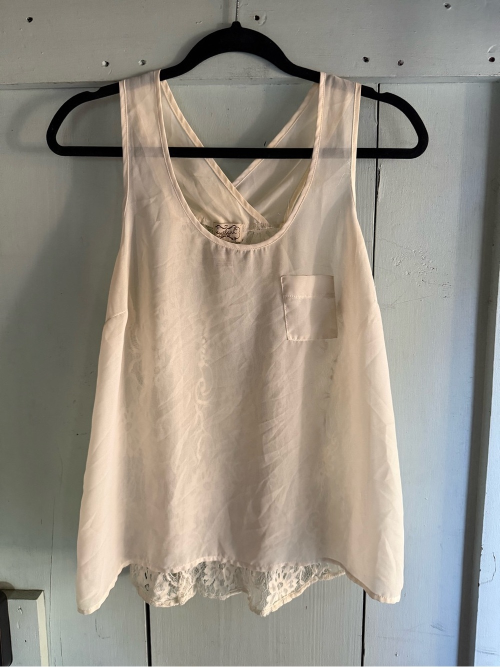 eyelash couture Cream Lace-Hem Sleeveless Camisole